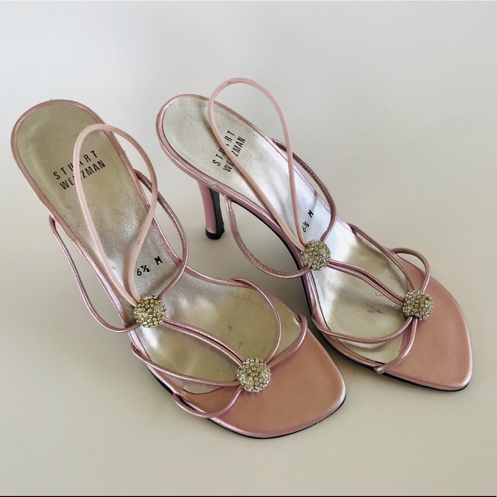 STUART WEITZMAN PINK STRAPPY HEELS SIZE 6.5